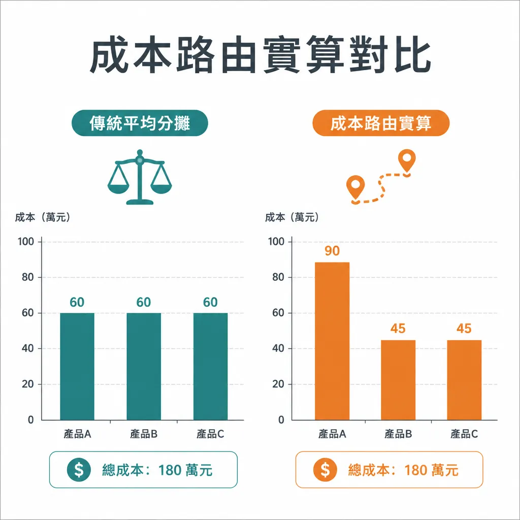 雙 LLM 成本路由實算對比示意圖：全 GPT-4o 方案 vs 雙 LLM 路由方案的月帳單差異