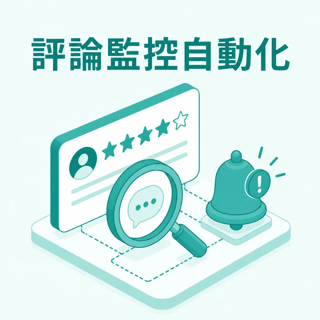 評論監控自動化示意，追蹤星等評論並推播提醒